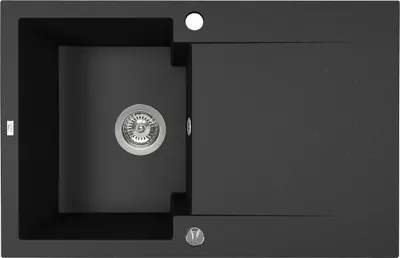Produktbild von Granitspüle 1 Becken mit Abtropffläche schwarz 480x740x194 mm