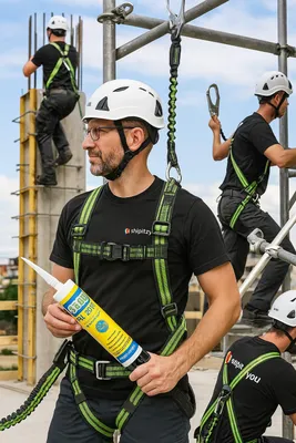 Produktbild von Kratos Safety Verbindungsmittel aus elastischem Gurtband mit Falldämpfer und 2 Karabinerhaken, 2 m, PSA, EN355