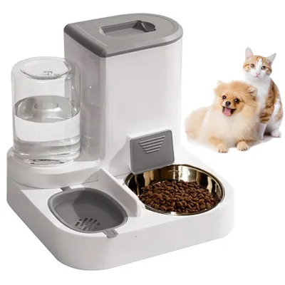 Produktbild von Futterautomaten, Futterspender, Futterautomat, Wasserspender, Automatischer Katzen Futter- & Wasserspender, Haustier Futternapf, mit Edelstahlschale