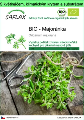 Obrázek produktu pro SAFLAX Garden to go - BIO - Majoránka - Origanum majorana - 700 Semena - S květináčem, klimatickou poklicí a pěstebním substrátem