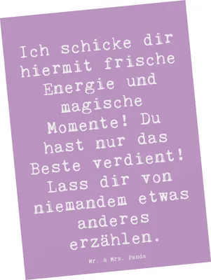 Produktbild von Mr. & Mrs. Panda Postkarte Spruch Freude und Energie - Lavendeltraum - Geschenk, Fotokarte, Postkarten, Grußkarte, bildkarte, Magie der, Lächeln, Gefühl, Zitat, Glück