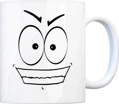 Produktbild von Tassengesichter Kaffeebecher mit gehässiges Gesicht Motiv Tasse Kaffeebecher
