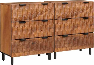 Zdjęcie produktu dla Maison Exclusive - Komoda, 2 sztuki, wymiary: 60 x 33 x 75 cm, wykonana z litego drewna mango