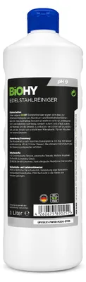 Produktbild von BiOHY Edelstahlreiniger + Dosierer, Edelstahlpflege, Edelstahl Politur, 6 x 1 l