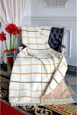 Immagine prodotto di Unia - Coperta in cotone acrilico Cotone Cloud 150x200 0771/1 copriletto a quadri beige crema