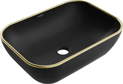 Immagine prodotto di Mexen Rita lavello da appoggio 45 x 32 cm, nero opaco/bordo dorato - 21084575