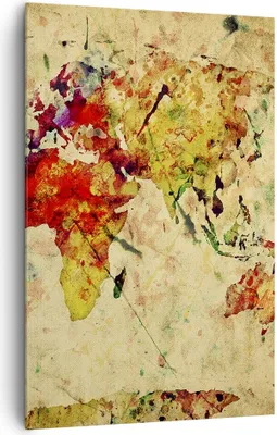 Produktbild von Bild auf Leinwand - Leinwandbild - Einteilig - Karte Welt modern - 80x120cm - Wand Bild - Wanddeko - Wandbilder - Leinwanddruck - Wanddekoration - Leinwand bilder - Wandbild - PA80x120-3582