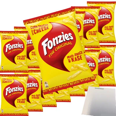 Produktbild von Fonzies Original knusprige Mais-Snack mit Käse-Geschmack VPE (14x100g Packung) + usy Block