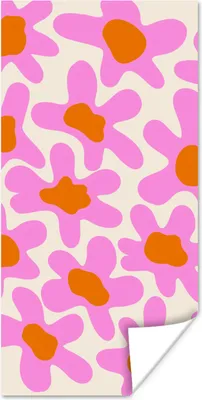 Produktbild von MuchoWow® Poster Blume - Rosa - Muster 60x120 cm - Wandschmuck