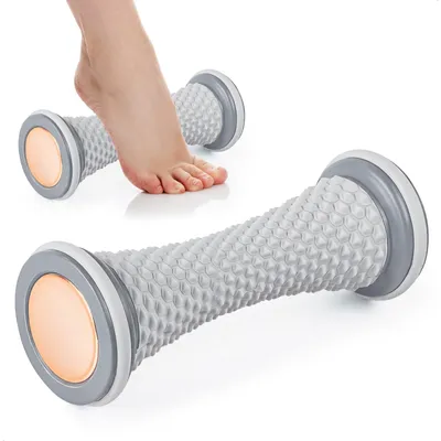 Produktbild von Famanu – Massageroller, tragbar und vielseitig, für Füße, Beine, Waden, Rücken, Massagegerät für zu Hause, im Fitnessstudio, Büro und auf Reisen, grau