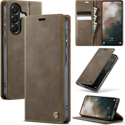 Produktbild von Handyhülle für Samsung Galaxy A37 Hülle Leder mit RFID Schutzhülle Klapphülle Magnet Kartenfach Standfunktion Braun