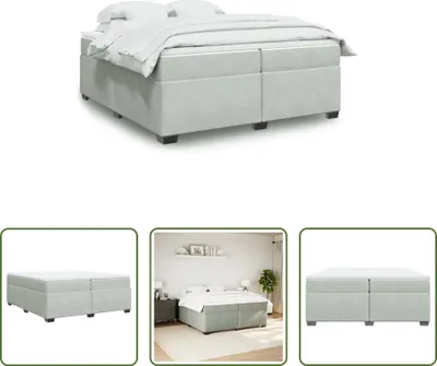 Produktbild von The Living Store Boxspringbett mit Matratze Hellgrau 200x200 cm Samt