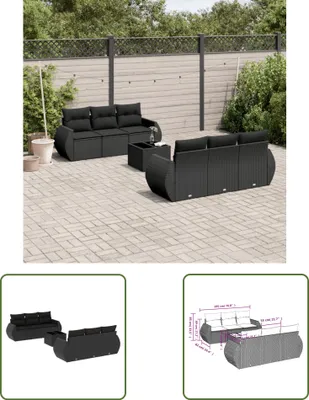 Produktbild von The Living Store 7-tlg. Garten-Sofagarnitur mit Kissen Schwarz Poly Rattan