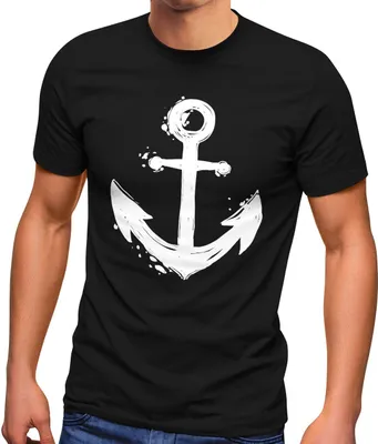 Produktbild von Herren T-Shirt mit Anker Motiv maritime Fashion Streetstyle Neverless®  schwarz XS