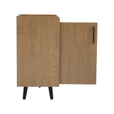 Produktbild von Merax Schuhschrank Schuhkipper mit 3 Türen, Kissen Sitzbank, asymmetrischen Metallgriffen, Schuhkommode, Schuhablage, 100×34×69cm, Walnuss