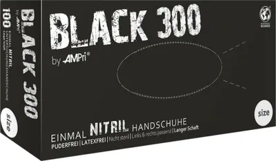 Produktbild von Auslaufartikel: Black 300 Nitril, Nitril-Untersuchungshandschuh, puderfrei, schwarz, Gr. S | Box (100 Stück)