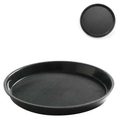 Zdjęcie produktu dla Taca Kelnerska Antypoślizgowa Odporna Okrągła Z Rantem Śr. 32Cm - Czarna