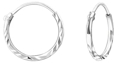 Produktbild von Kleine Creolen Silber 925 Ohrringe „Diamond Cut“ Silber 12 mm