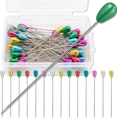 Immagine prodotto di EDIBAZZAR | Spilli da sarto con testa a goccia, 55 mm, set da 50, colorati