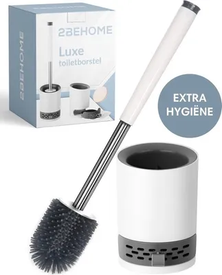 Produktbild von 2BEHOME WC-Bürste mit Halter – Weiß, freistehend oder wandmontierbar