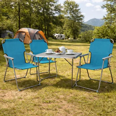 XL 4-teiliges Campingmöbel Set Petrol Alu mit Tragegriff Camping 80x60x68cm