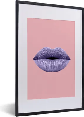 Produktbild von MuchoWow® MuchoWow® Gerahmtes Poster Lippen - Pastell - Rosa 40x60 cm - Poster mit zchwarzem Bilderrahmen - Poster in Rahmen