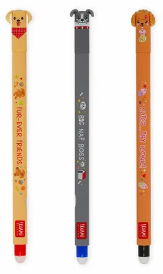 Immagine prodotto di Set da 3 penne gel cancellabili LEGAMI – Cani, Fur-ever Friends, Edizione limitata estiva, inchiostro cancellabile, rosso, blu, nero, EPSET0017