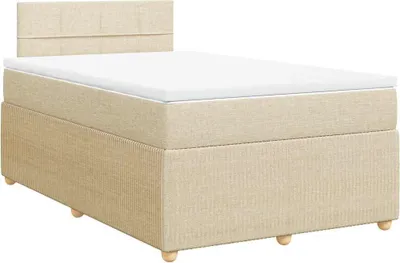 Image de vidaXL Lit boxspring avec matelas Crème 120x190 cm Tissu