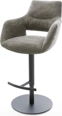 Produktbild von DELIFE Barstuhl Yago-Flex Bouclé Soft Schlamm Drehfuß höhenverstellbar Metall Schwarz Taschenfederkern
