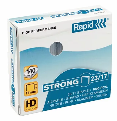 Produktbild von Rapid 23/17, 23/17, 1,7 cm, 1000 Heftklammern, 23/17, Galvanisiertes Metall, Metallisch