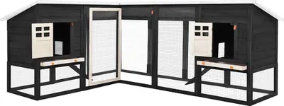 Produktbild von vidaXL Kaninchenstall mit Freilauf Grau und Weiß Tanne Massivholz