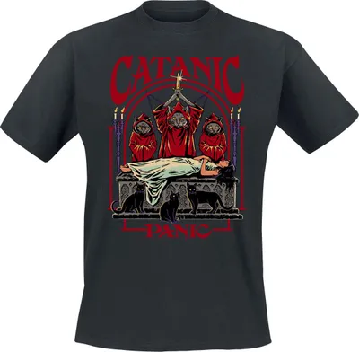 Produktbild von Steven Rhodes T-Shirt Herren Catanic Panic schwarz M