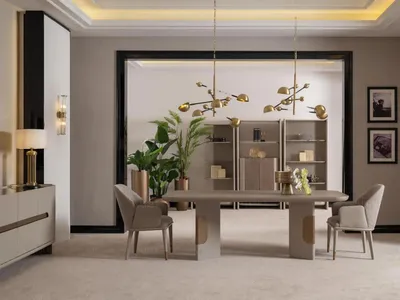 Produktbild von Essgruppe Esszimmer Garnitur Essecke Esstisch Stühle Set 7tlg Beige