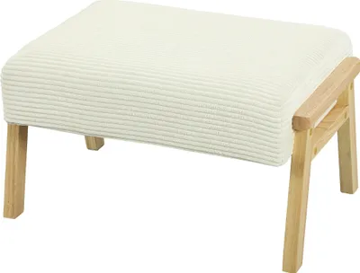 Produktbild von Fußhocker mit weichem Kissen, Cord-Optik, Cremeweiß