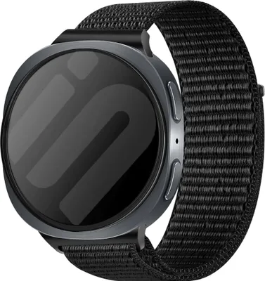 Produktbild von Strap-it Nylon-Stoffarmband mit Klettverschluss - passend für Samsung Galaxy Watch 8 - 40mm / Galaxy Watch 8 - 44mm / Galaxy Watch 8 Classic (schwarz)