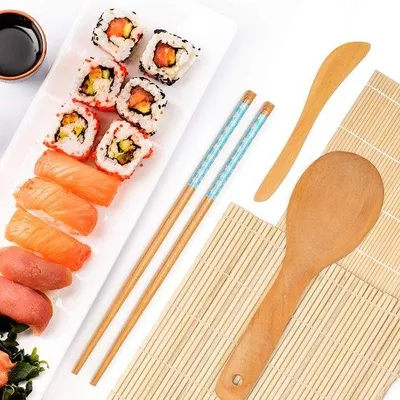 Immagine prodotto di Kit per preparare il sushi in bambù, 9 pezzi, fai da te per principianti