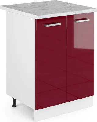 Obrázok produktu pre Spodná skrinka Vicco R-Line Bordeaux vysoký lesk 60 cm s dvierkami, s pracovnou doskou, Model 41732
