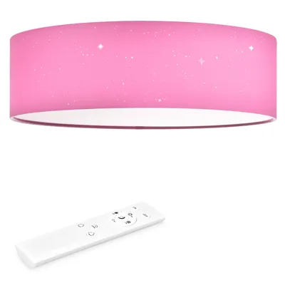 Produktbild von Navaris LED Deckenleuchte 40cm - Dimmbar Farbtemperaturwechsel Fernbedienung - 22W Stoff Pink Sternenhimmel - Wohnzimmer Lampe Schlafzimmer