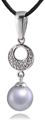 Produktbild von MATERIA 925 Silber Kettenanhänger Perle - Zirkonia Anhänger Damen rhodiniert + Box #KA-232