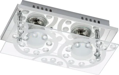 Obrázok produktu pre LED stropné svietidlo chróm 2 plamienky GU10 sklenené kryštály kov 24 x 12 x 9 cm hranaté