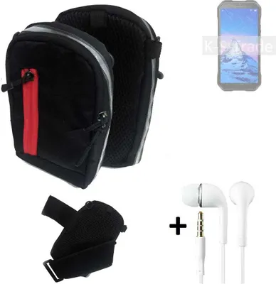 Produktbild von K-S-Trade Outdoor Gürteltasche Holster Umhängetasche + Kopfhörer kompatibel mit Doogee S61 schwarz Handy Tasche Case travelbag Schutzhülle