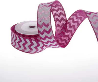 Produktbild von Dekoband Zickzack - Pink-Weiß - 40mm - 10m - 93159-40-10-40