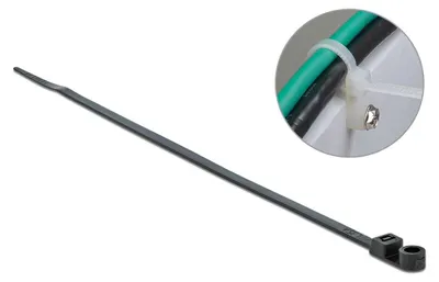 Imagen del producto de DELOCK 18949, Bridas para cables, para cableado paralelo, Poliamida, Negro, -40 - 85 °C, 160 mm, 4,8 mm