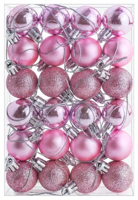 Immagine prodotto di Palline natalizie, 24 pezzi, 30 mm, rosa, a forma di rosa, infrangibili, mini palline decorative per l'albero di Natale, per feste, matrimoni ed eventi