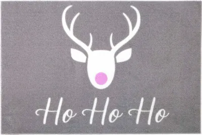 Produktbild von Primaflor Schmutzfangmatte VELVET - Hohoho - 40x60 cm - Rosa - Weihnachten - Strapazierfähige Türmatte, Rutschfester Türvorleger, Sauberlaufmatte