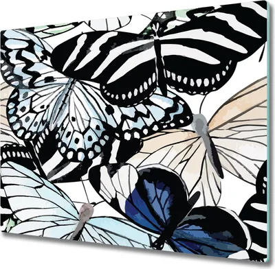Produktbild von Glas Herdabdeckplatte 60x52 cm Spritzschutz Glasabdeckplatte Schneidebrett Schmetterling Blume