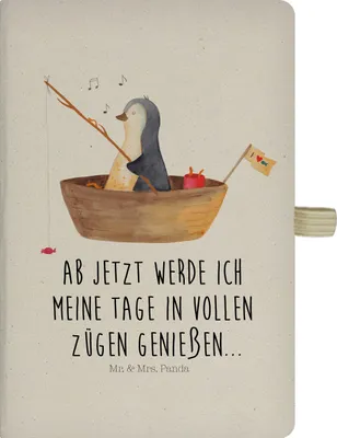 Produktbild von Mr. & Mrs. Panda Journal Pinguin Angelboot - Transparent - Geschenk, Adressbuch, Tagebuch, Reisetagebuch, Neustart, Notizheft, Scheidung, Trennung, Optimistisch, Boot