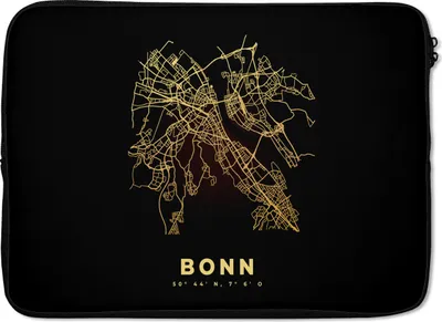 Produktbild von MuchoWow® Laptop Hülle 13 Zoll Karte - Bonn - Gold - Stadtplan - Karte Laptoptasche - Laptophülle - Sleeve - Rundumschutz