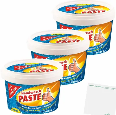 Produktbild von Gut & Günstig Handwaschpaste für stark verschmutzte Hände löst Öl Fett Teer und Wachs 3er Pack (3x500ml) + usy Block