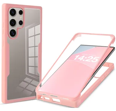 Produktbild von 360 Grad Rundum Schutz Handyhülle für Samsung Galaxy S25 Ultra Full Cover Vollschutz Case Farbe: Rose